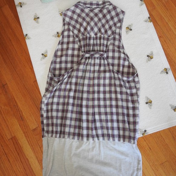 Free People Plaid Long Top Sz Large...C725 - Picture 4 of 6